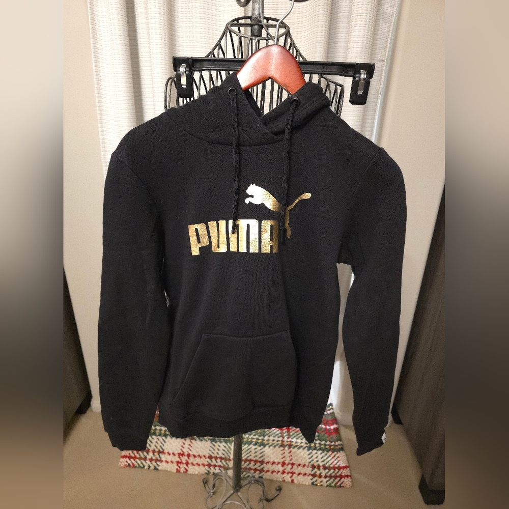 PUMA Men's Black Sweater with Gold Logo